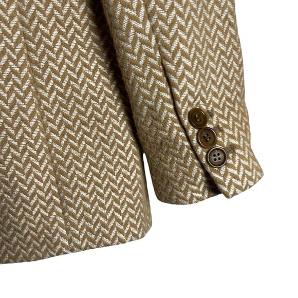 Anine Bing Tan Fishbone Wool Blend Double Breasted Relaxed Blazer Jacket Size S - Picture 13 of 16